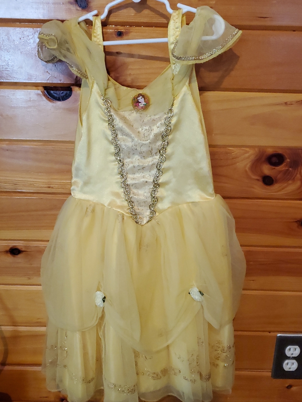 Girls Disney Belle BEAUTY & THE BEAST Yellow Princess Tulle Party Dress Costume